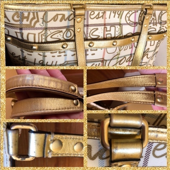 Coach Tattersall Gold Graffiti Tote Wallet Holiday - Picture 6 of 8